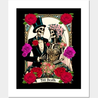 Tarot card till death romantic skeleton goth couple Posters and Art